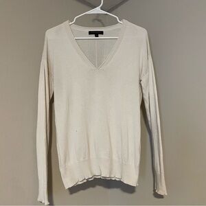Banana Republic Silk Cashmere Cream V-Neck Sweater Small
